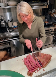 Kevin took this photo as I was slicing our corned beef brisket - it was so tender and moist.