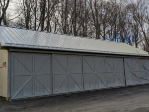 And this newly installed aluminum roof over my Stable Barn is coated with Kynar. Kynar coating is a metal finish that is chemical resistant, abrasion resistant, flame resistant, and stable under strong UV rays. This barn houses some of our feed products as well as important agricultural equipment and tools.