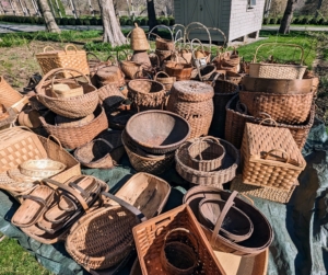 A good number of these baskets were used during my catering days. Fortunately, the days during the roof work were dry and warm, but on this afternoon, we rushed to get all the baskets back inside before the forecasted showers.