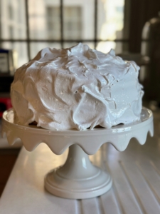 And here is my dessert - my own rendition of the Cipriani meringue cream cake. I baked it...