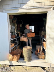 Here I am organizing and re-assessing each basket as it is returned to the house.