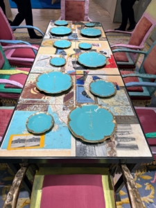 This is Julian Schnabel's Table and Plates - in iconic "Tiffany blue."