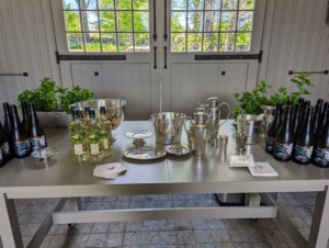 On another table, we set up our bar with more Martha's Chard and Zubrowka Bison Grass Vodka.