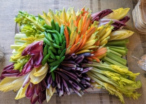 Chef Pierre made this gorgeous and colorful platter of crudités. It was served with a Benedictine Dip - also popular for Kentucky Derby gatherings.
