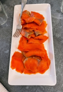 We also had a large platter of smoked salmon. A good, hearty breakfast before planting all the containers on the terrace.