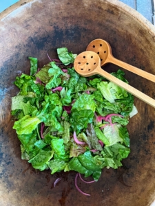 Lunch was another garden greens salad with the freshest lettuces and vinaigrette dressing.