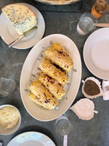 We also had Mexican street corn with butter, shredded parmesan cheese, and sprinkled with cayenne pepper.