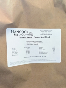 Among the seed varieties we are using is this custom seed blend that includes orchard grass, tall fescue, and Timothy. Good quality grass is important for horses. It helps provide proper fiber requirements and keeps their digestive systems healthy.