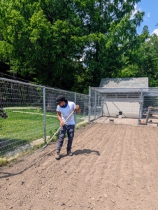 Once all the seeds are planted, Moises carefully rakes and backfills the seeds and then gives them a good drink. Our gardens are all planted - now to watch them grow. Sweet corn takes up to 100 days to mature. I can't wait to pick our pumpkins and ears of corn.