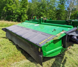 Here is the attachment with the protective shield in place. This equipment also works to remove the waxy coat on the crop as it conditions, making the hay dry faster - this means less waiting time and less chance for poor weather to negatively impact the hay quality.