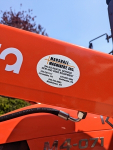 Many of our pieces are delivered from Kubota through Marshall Machinery, Inc. an equipment distributor here in the New York.