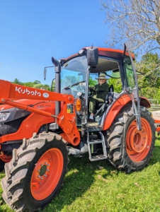 I always enjoy doing work around the farm – it provides good exercise and allows me to spend quality time outdoors in the fresh air. Here I am on our new Kubota M4-071 tractor – a vehicle that is used every day here at the farm to do a multitude of tasks.