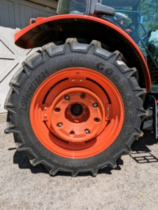 Look at the size of these wheels on the tractor!
