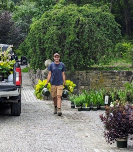 Here's Brian loading some of the potted plants onto the pick up truck to go to their new locations.