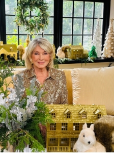 Here I am in my studio living room surrounded by lots of my newest holiday items for QVC. Outside, it's a warm summer July day, but inside, we're celebrating Christmas. It’s a lot of work, but always fun.