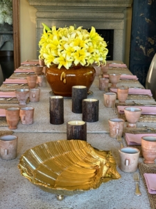 And look at the beautifully display of yellow lilies on the table - all flowers freshly picked the same day. This table was set for another themed dinner - Mexican night.
