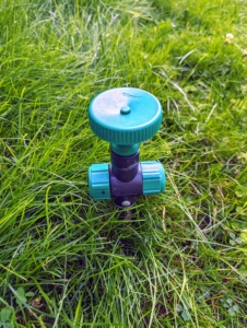 Some of the other Gilmour products we've used over the years include this Adjustable Spot Sprinkler with Spike Base. These are great for use where there are planters and garden beds. The durable metal spike provides stability in softer soil and on uneven ground.