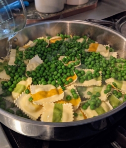 The peas are added on top along with 1/3-cup water. Peas are so nutritious. They are a good source of vitamins C and E, zinc, and other antioxidants that strengthen the immune system.
