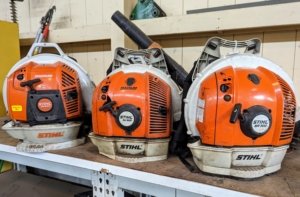 Our blowers are made by STIHL. We’ve been using STIHL’s backpack blowers for years here at my farm. These blowers are powerful and fuel-efficient. The gasoline-powered engines provide enough rugged power to tackle heavy debris while delivering much lower emissions.