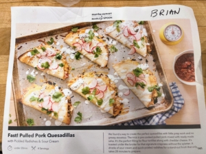 One of the best things about our meal kits is how complete they are. The meals come with all the ingredients to make a meal for two or four hungry eaters. Also included with every meal is a large recipe card with the photo of the completed dish on one side...
