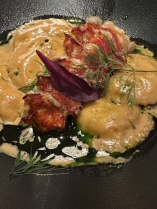 And the homemade feykir & asparagus ravioli with lobster sauce, lemon, and Icelandic chervil. If you've never had feykir cheese, it is a rich sheep's milk Icelandic cheese. Everything was delicious.