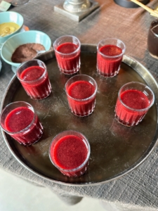 ... there was also beet juice served in charming glasses...
