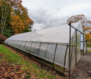 This hoop house is located next to my Stable Barn and across the carriage road from my vegetable gardens. It is currently one of four hoop houses at the farm.