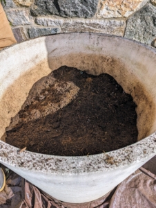 The entire pot is now removed and the remaining soil can now be repurposed.