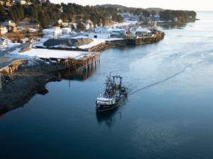 Kodiak is the transportation hub for southwest Alaska. Kodiak's fishing port is the largest in the state and ranks among the top in the country. (Photo from Alaska Seafood)