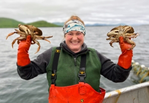 Here is Hannah with Alaska Dungeness crabs. Watch this episode of "Martha Cooks" to learn how to properly crack Alaska Dungeness crabs. (Photo courtesy of Hannah Heimbuch)