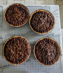 I worked in an assembly line fashion to get all the pies ready on time. Once cooked, they are left to cool – on the counter, on the stovetop, near my sink – anywhere there is room.