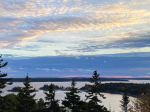 And here's a sunset photo of Seal Harbor taken from Cooksey Drive. What a beautiful view. If you're ever traveling through New England, make a stop in Maine, visit Acadia National Park, the surrounding areas, and enjoy all that nature has to offer there.
