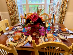 And these photos are from Danielle Dickson. It's a "Thanksgiving table scape I spent weeks planning and thrifting to bring to fruition two years ago. It’s still one of my favorites! Our daughter came home from New York City and complained that I always do elaborate table scapes for company and not for our intimate family meals. I had to go all out! I think I successfully channeled my inner Martha."