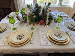 Nancy Benninger from Raleigh, North Carolina "mixes in the old and new with my grandmother's Audubon china, my mother's Herend pheasant and Baccarat coupes, and my Estelle stemware, complemented by the Francis I silver that women in my family have used for four generations!"