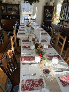 Robin Bentley shares this photo of her long holiday table setting.
