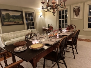 And here is his table - set for four. Matt enjoyed a wonderful meal with his sons and his partner, Julia Dickens, who was my longtime executive assistant.