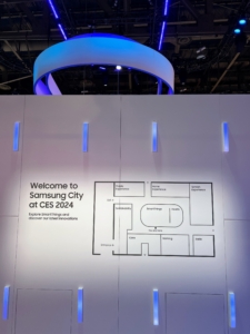 There were designated areas showcasing Samsung's SmartThings, Health products, mobile devices, home experience items, and their large screen experience corner.