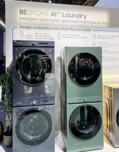 Here is the Samsung Bespoke Ultra Capacity AI Front Load Washer and Electric Dryer.