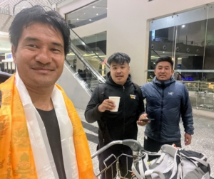 Many of you may recognize Pasang from this blog. He is our resident tree expert here at my farm. Here he is at the airport in Nepal getting picked up by his nephew and his wife's brother.