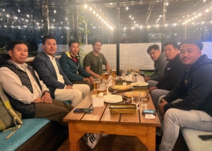 One of the first things Pasang did when he got to Nepal was enjoy a nice dinner with his friends.