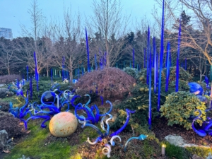 Like many of his works, Dale's garden pieces are all individually blown glass elements which are then assembled into art sculptures.