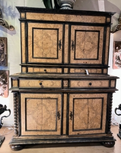 At Casa Gusto, I admired this breakfront burl cabinet piece. Burl is a grain characteristic that happens in many types of wood and results from harvesting a tree or a part of a tree that has a burl.
