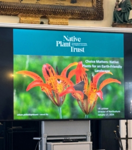 In his presentation, Uli explains that growing native plants is an important choice that removes carbon from the air, provides shelter and food for wildlife, and promotes biodiversity.