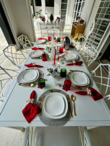 My longtime publicist and friend, Susan Magrino, spent the holidays at her Florida home. Here is her festive table.