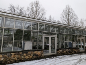 This entire greenhouse is almost all glass. Most of the energy comes from the sun through giant windows, which can be programmed to open for ventilation or cooling when needed. This photo was taken this week just before a night of heavy rains.