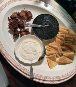 Meanwhile, guests enjoyed ROE Caviar, crème fresh, toast points and mini latkes Anthony prepared.