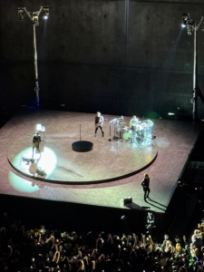 It was great to watch the famous Irish rock band from Dublin. U2 formed in 1976. The group consists of Paul “Bono” Hewson, Larry Mullen Jr., David “the Edge” Evans, and Adam Clayton.