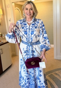 Here's my longtime publicist and friend, Susan Magrino, with the Gucci bag she was eyeing.