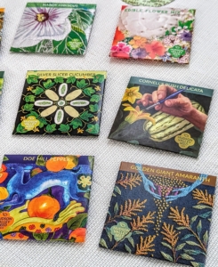One way to raise awareness for the importance of seeds is through art. K feels seed packages communicate a particular seed's story. At Hudson Valley Seed Company, K and his partner, Doug, pair up with various artists who resonate with individual seeds and interpret their stories.