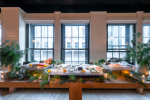 The event was held in the second-floor dining room and reception space which serves as The Tasting Studio - the Tin Building’s broadcast space for the production of cooking segments and the recording of a daily podcast. On one side of the room was a display of Alaska Seafood. More than 60-percent of wild seafood harvested in the United States comes from Alaska waters including five species of salmon, white fish species like sablefish, halibut, cod, rockfish, sole/flounder and pollock, and shellfish like crab. (Photo by John Labbe, smugmug.com)